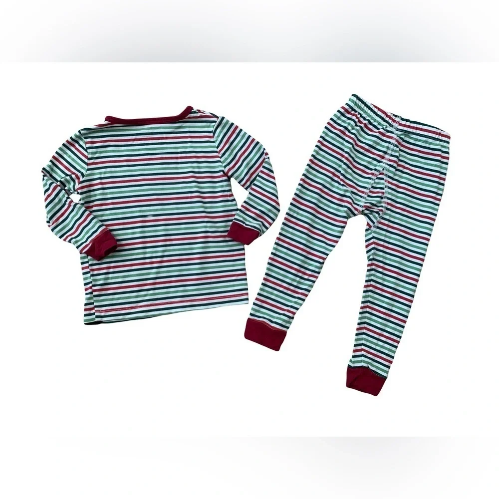 Sweet Bamboo Size 18-24 Months Red and Green Striped Pajamas